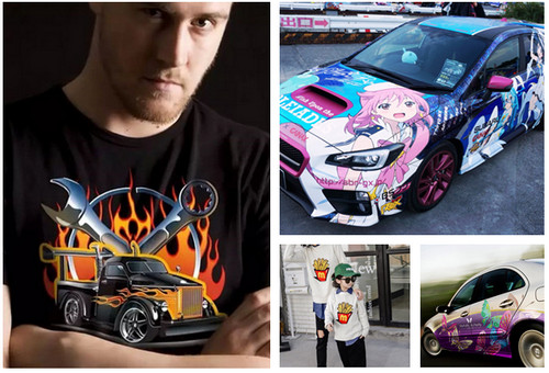 车贴、服装烫画用什么机器打印？90%的人选择罗兰烫画喷切一体机